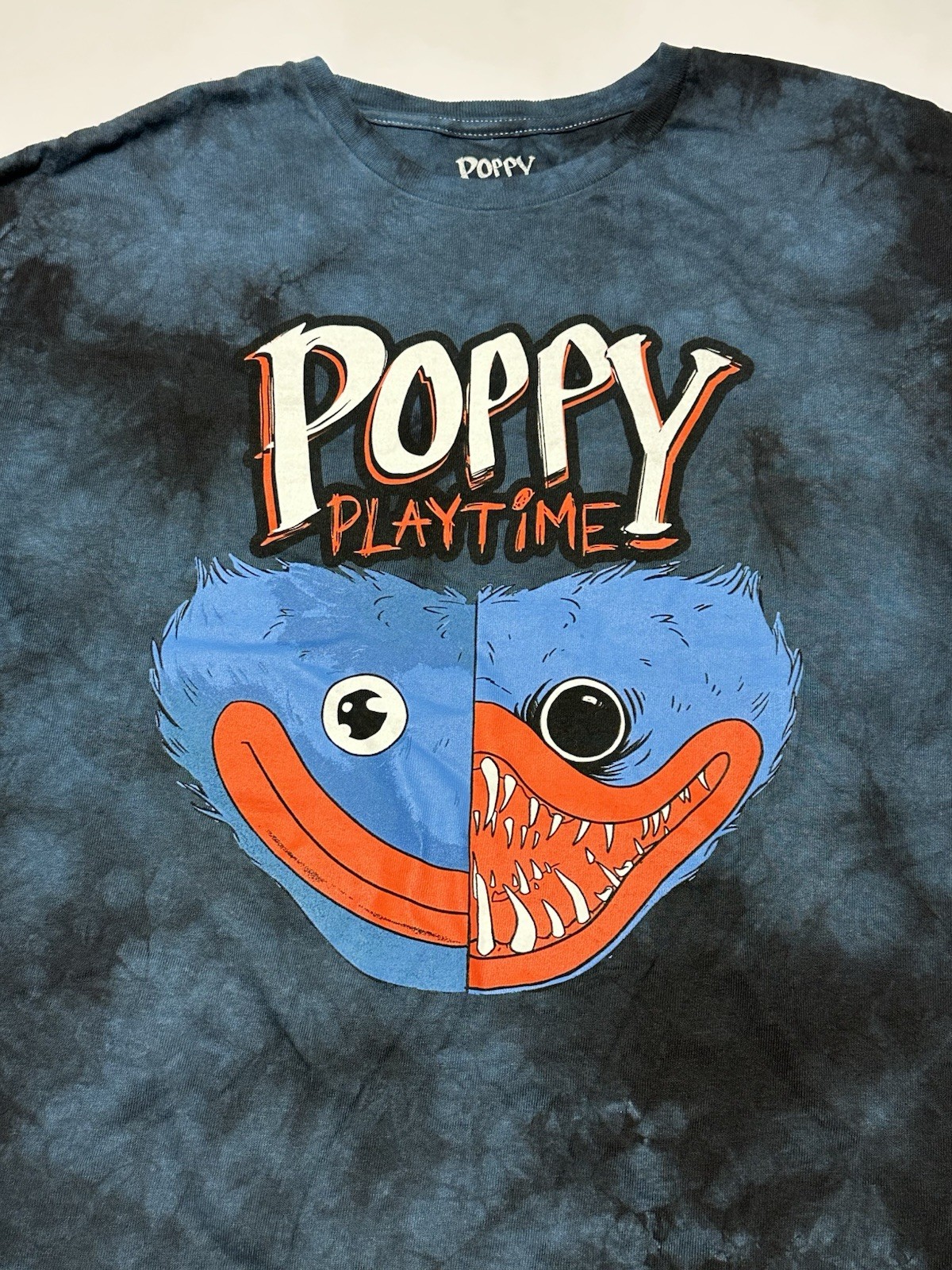Poppy Playtime Huggy Wuggy Split Duality Blue Tie-Dye Mens Size M gallery