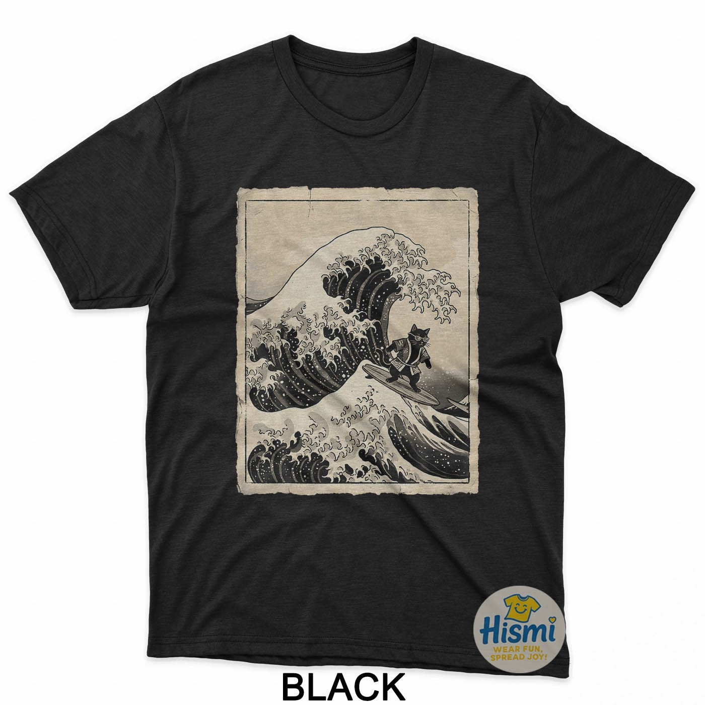 Funny Cat Surfing Japanese Art Kitten Anime Graphic Vintage T-Shirt gallery