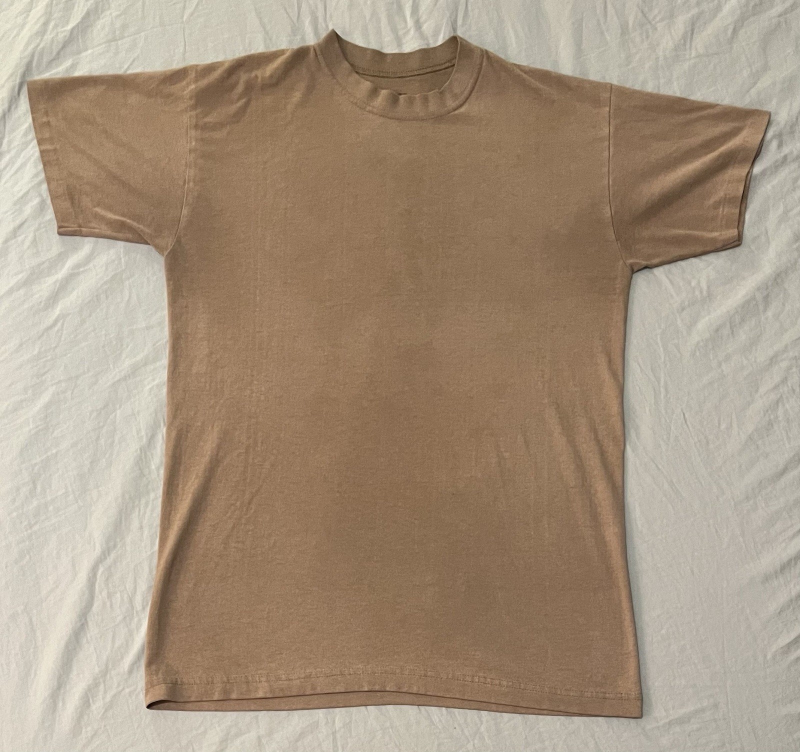 Vintage 2000s 90s 80s Tan Brown Blank Small Shirt Single Stitched Y2K grunge