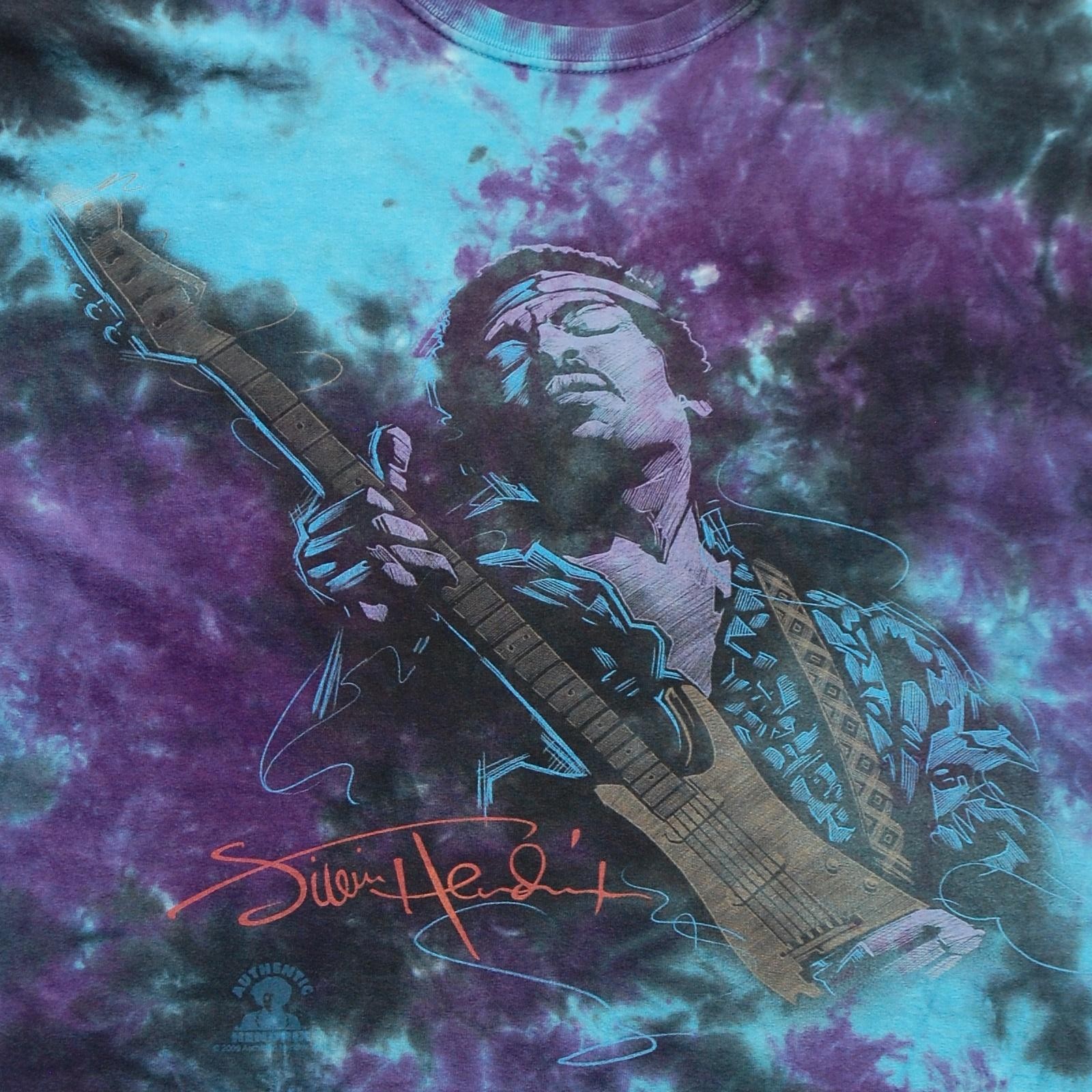 Jimi Hendrix Shirt Mens Large Purple Blue Tie Dye Rock Graphic Liquid Blue 2009 gallery