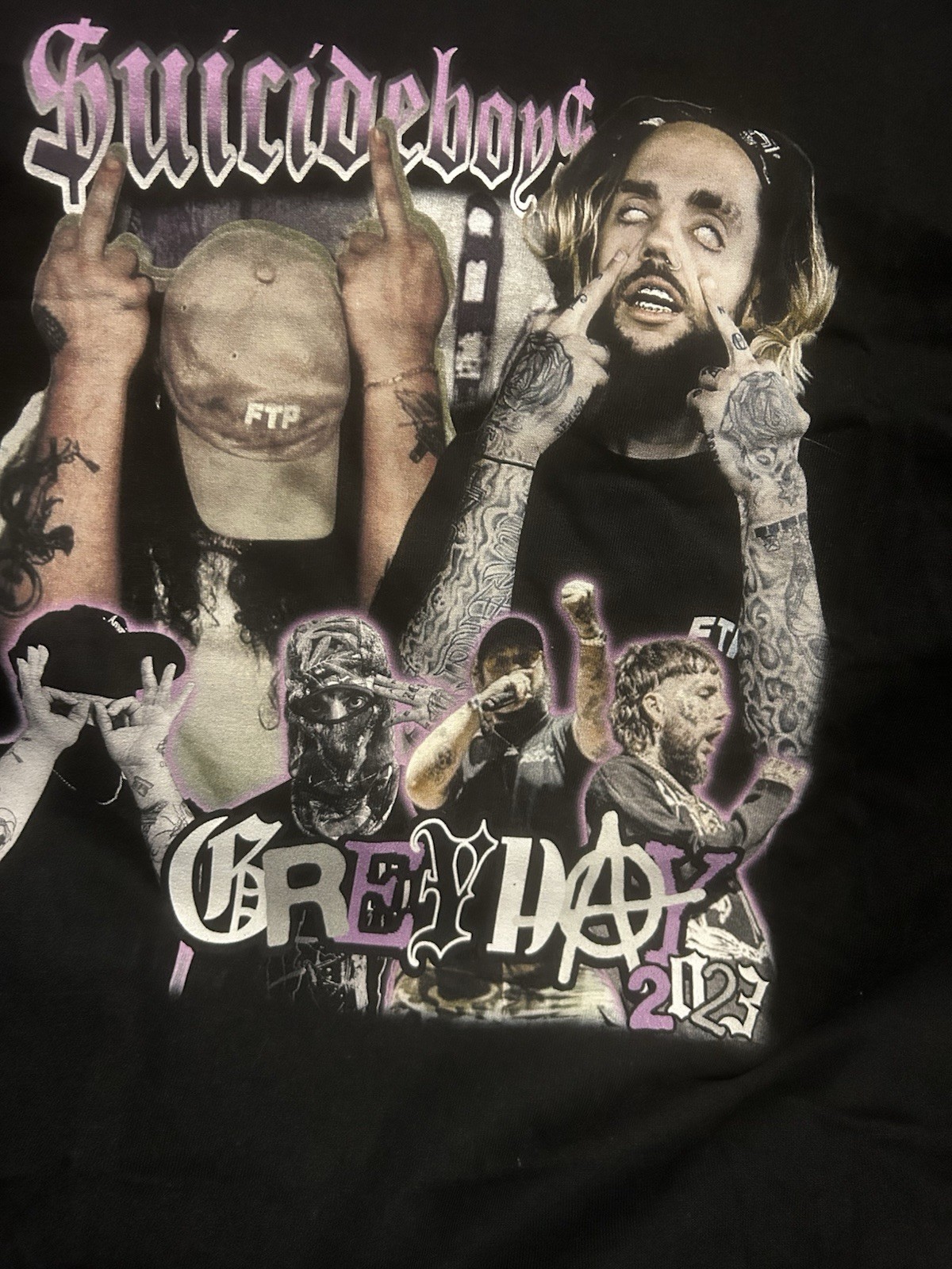 G59 Suicideboys Grey Day 2023 Graphic T-Shirt Large Black Rap Hip Hop