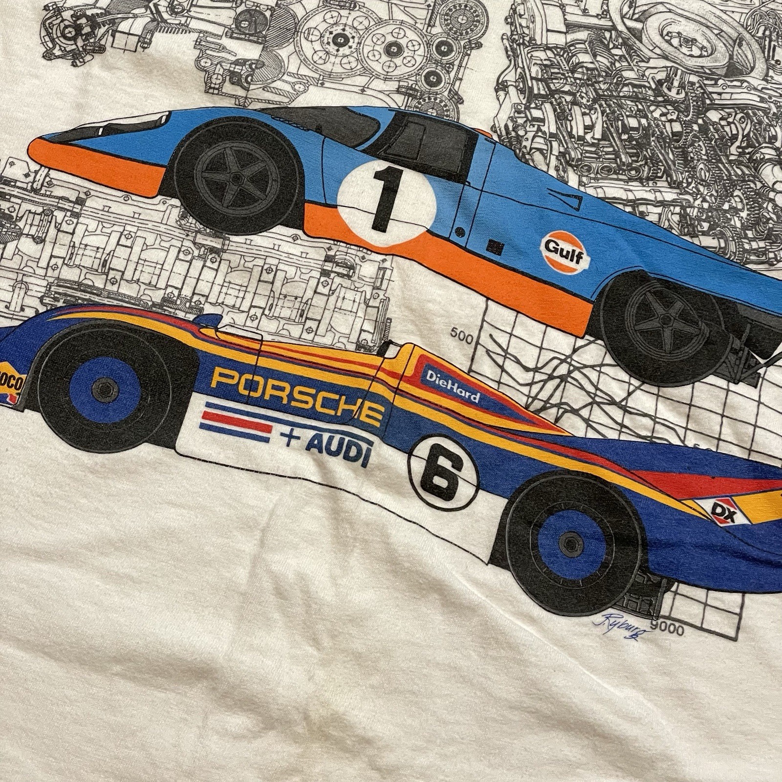 Vintage 90s Porsche Shirt Size XL Sports Car 917K Racing 917/30 Audi F1 Auto gallery