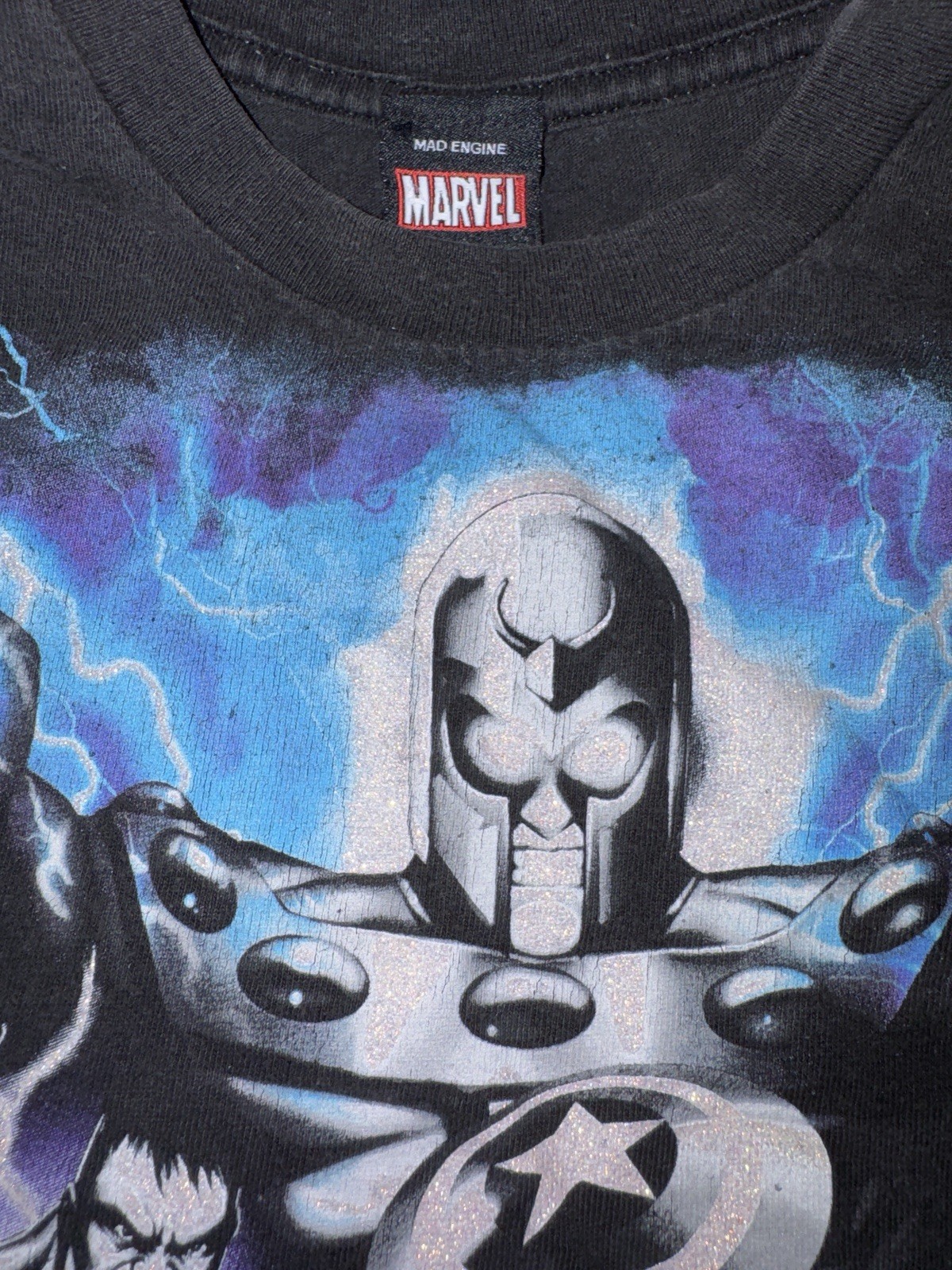 Y2K Kids Black Marvel Universe Graphic Print Crew Neck Short Sleeve T-Shirt gallery
