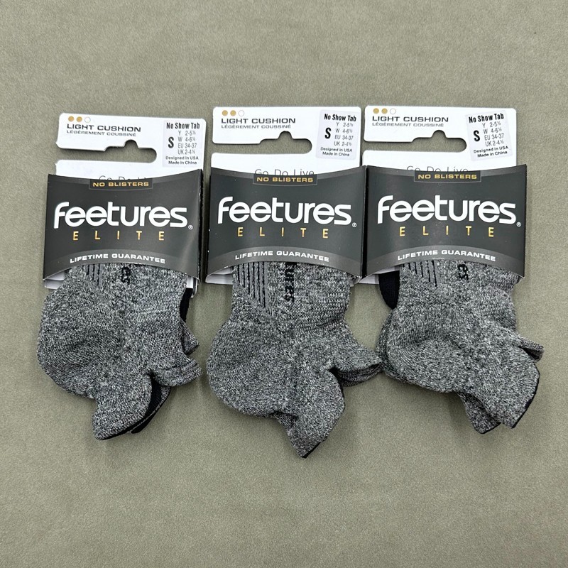 Feetures Women’s Elite No Show Tab Socks Light Cushion Size S Grey 3 Pairs