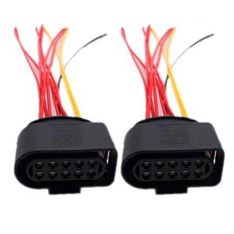 2 Pack Headlight Wiring Pigtail Connector Plug 10pin Compatible with A3 Jetta Mk
