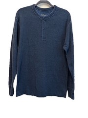 L.L. Bean Men’s Two Layer River Drivers Wool Henley Shirt Medium Blue Canada