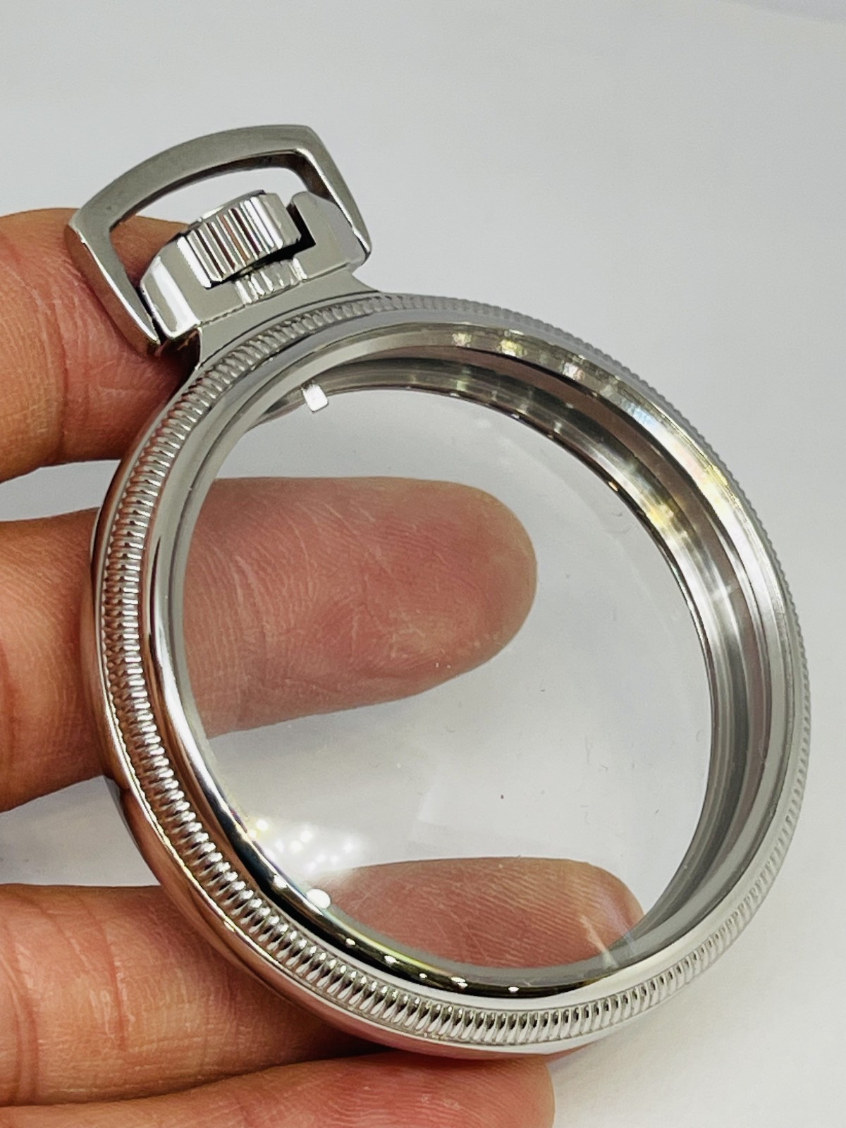 R2 Silver Plated Mainliner Size 16S Display Clear Back Pocket Watch Case