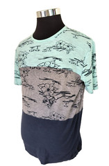 Ocean Current Tee Shirt Men’s Size L Blue Gray Green Crew Neck Cotton Blend