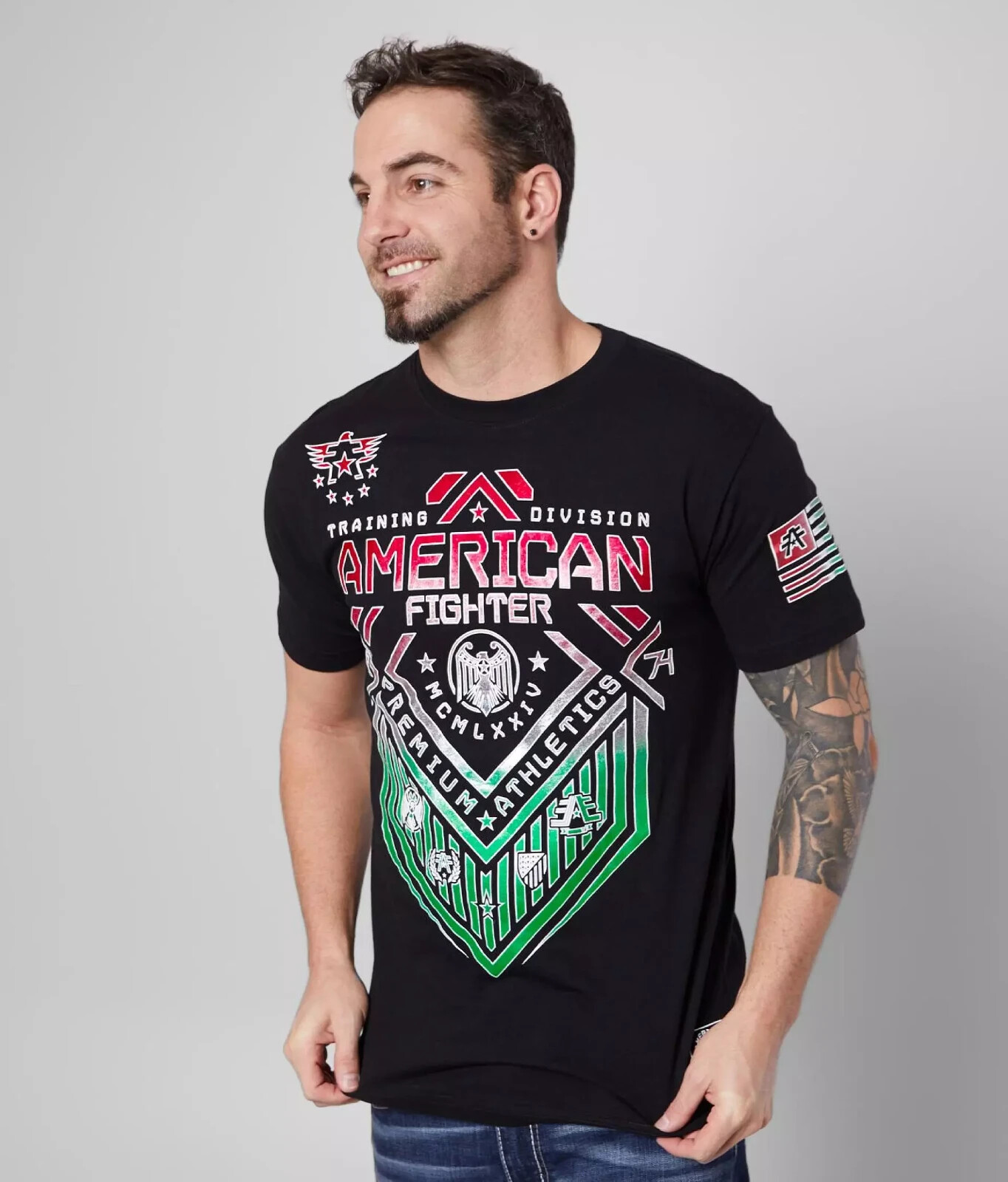 Men's American Fighter North Dakota Athletic MMA Black T-Shirt XS-4XL gallery