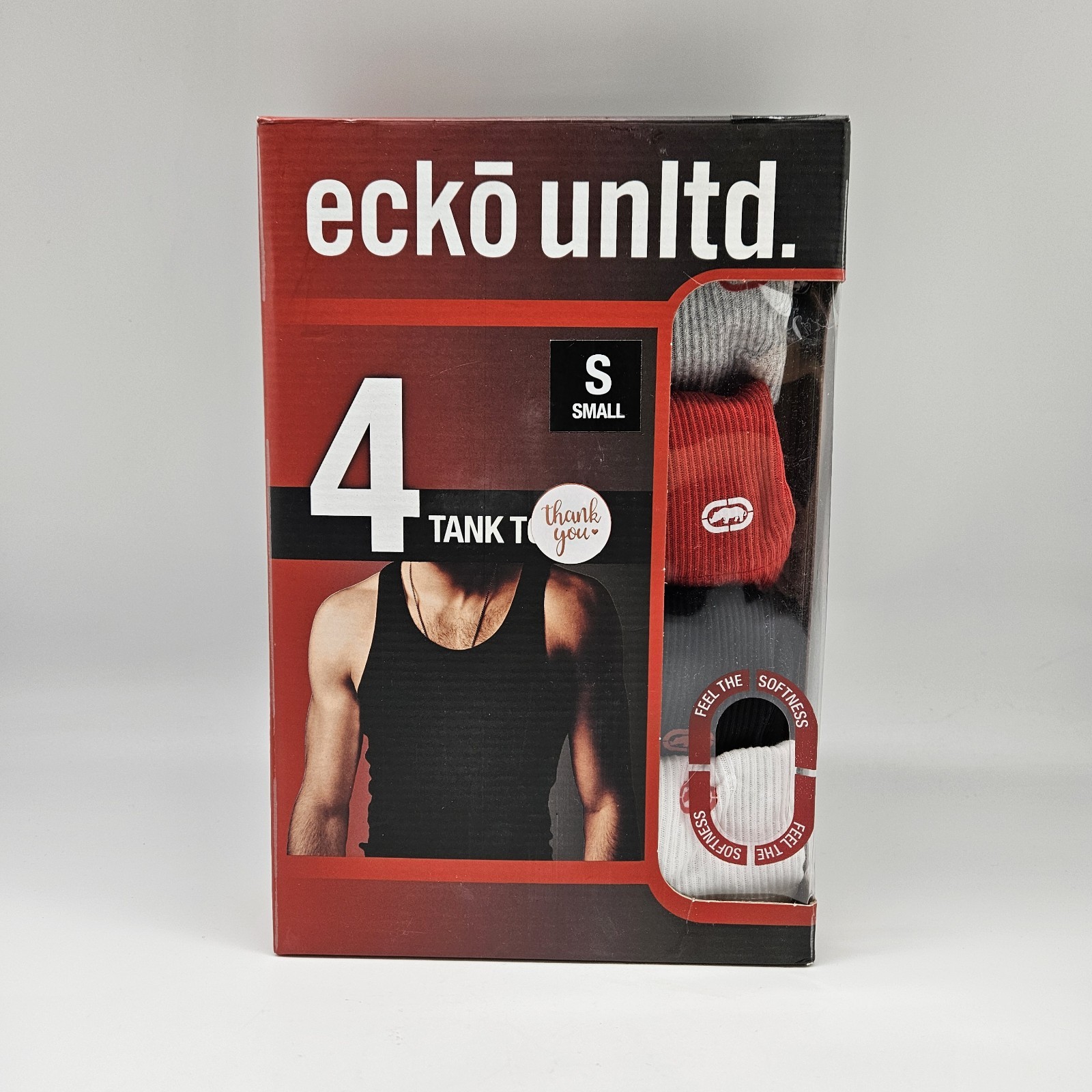 ECKO UNLTD 4Pk Men S-XL Cotton Logo Ribbed Tanks A Shirts Gray Black White Red
