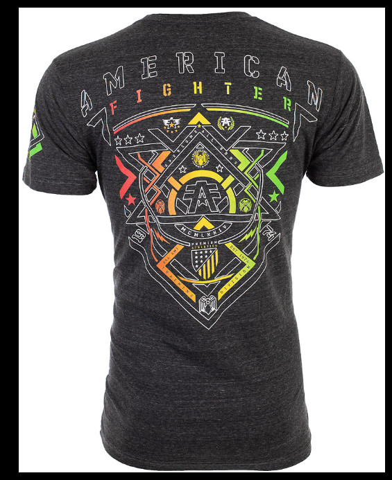 AMERICAN FIGHTER Heather Black ALBERTA Athletic Graphic T-shirt NWT gallery