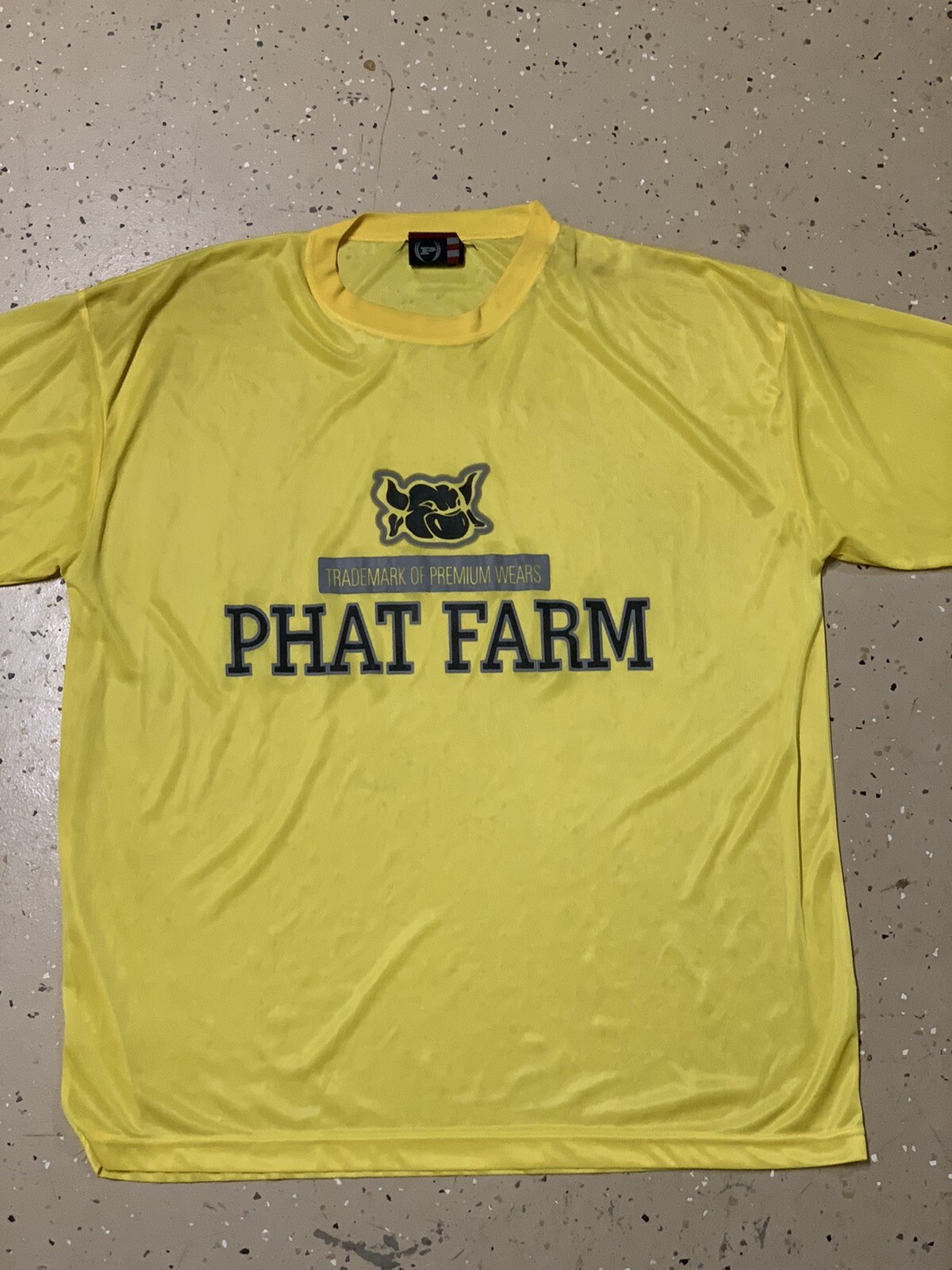 Vintage Phat Farm Men XL Yellow Sheer T Shirt Y2K Vibes Club Athletic Streetwear