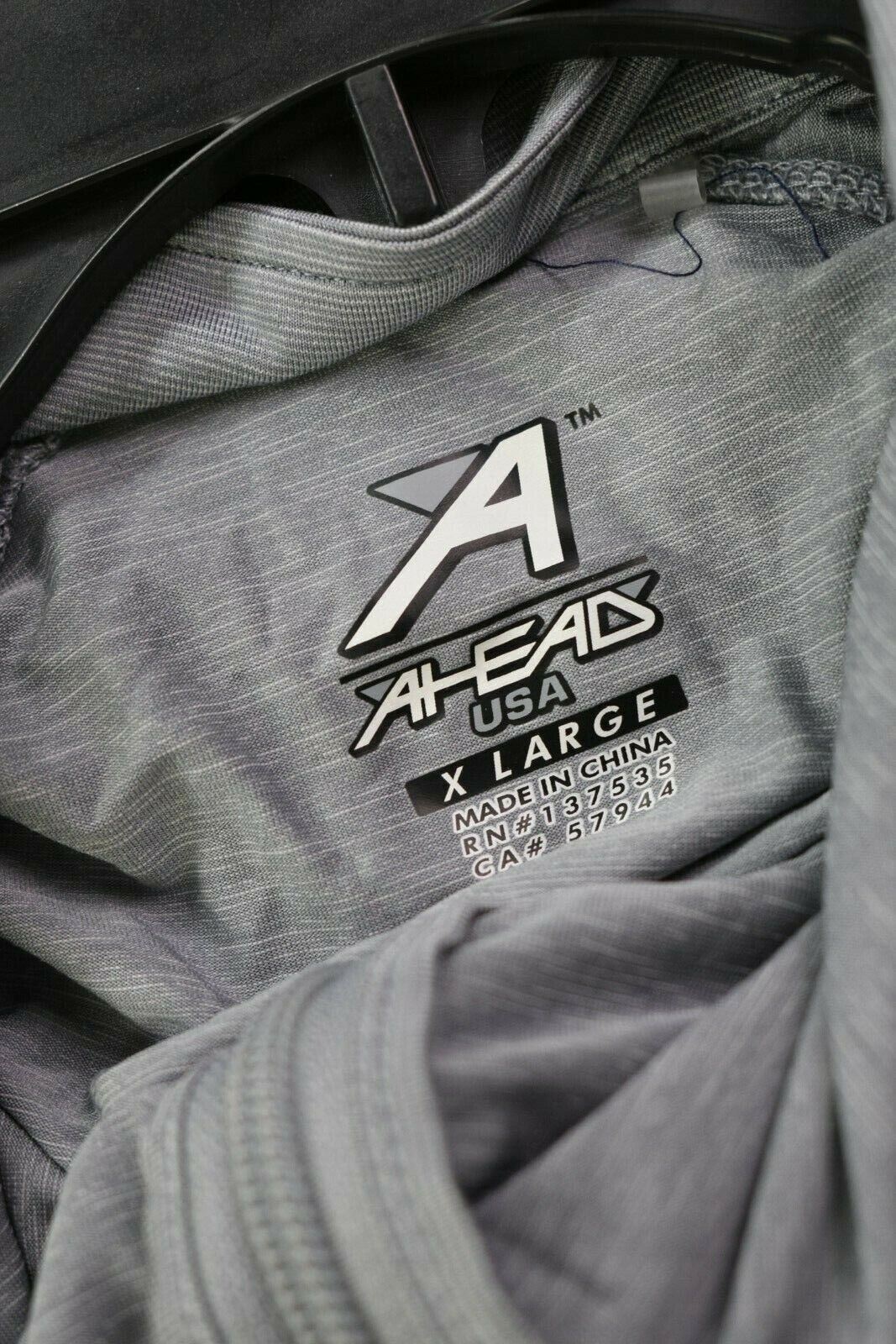 Ahead USA Mens Gray Stand-Up Collar 1/4 Zip Long Sleeve Stretch T Shirt XL gallery