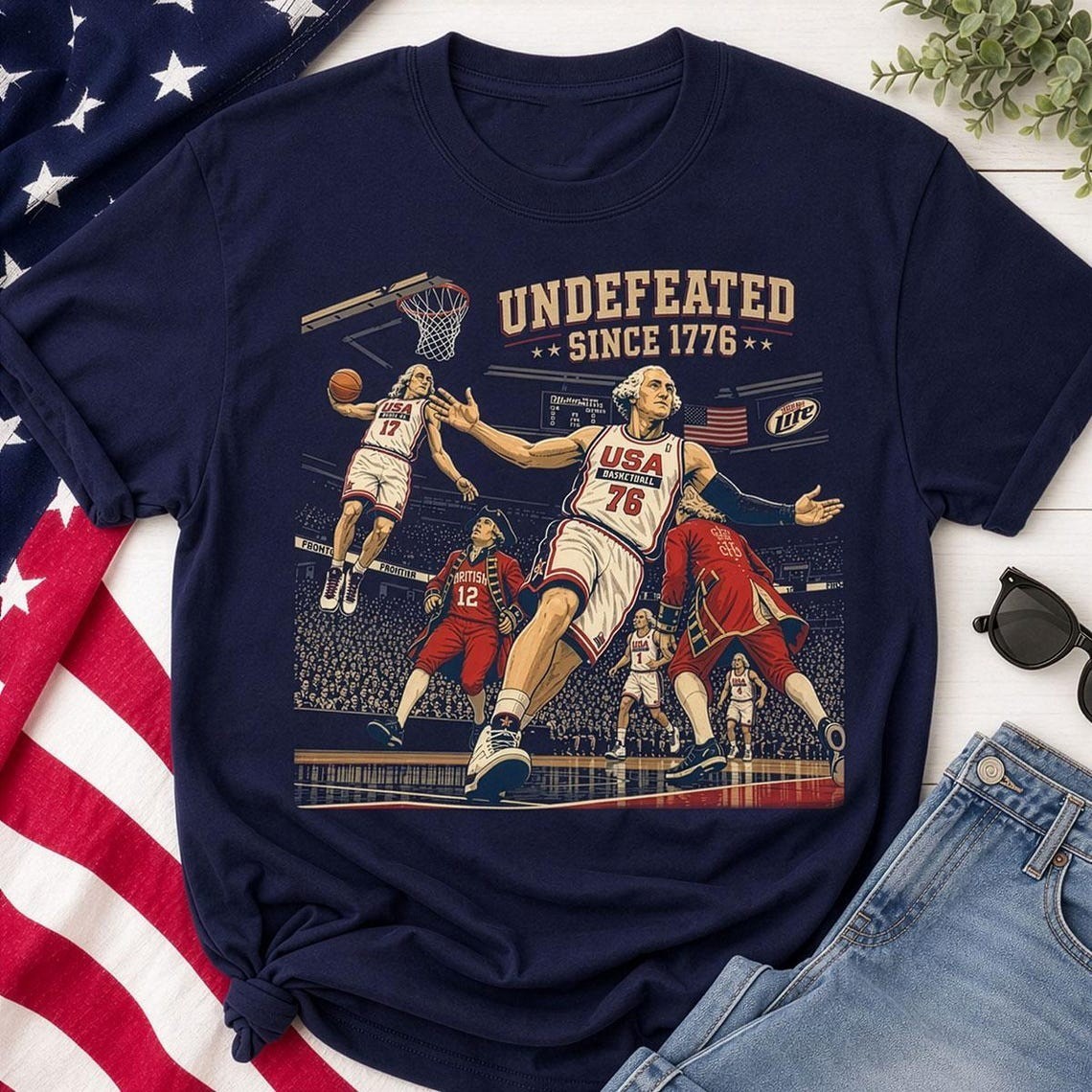 Funny Founding Fathers Undefeated America T-Shirt, USA Meme 4th Of July Gift