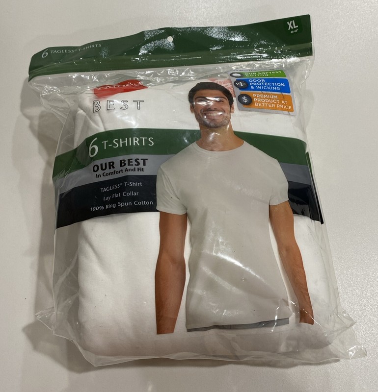 Hanes Men’s White Short Sleeve Crewneck Tee 6-Pack XL