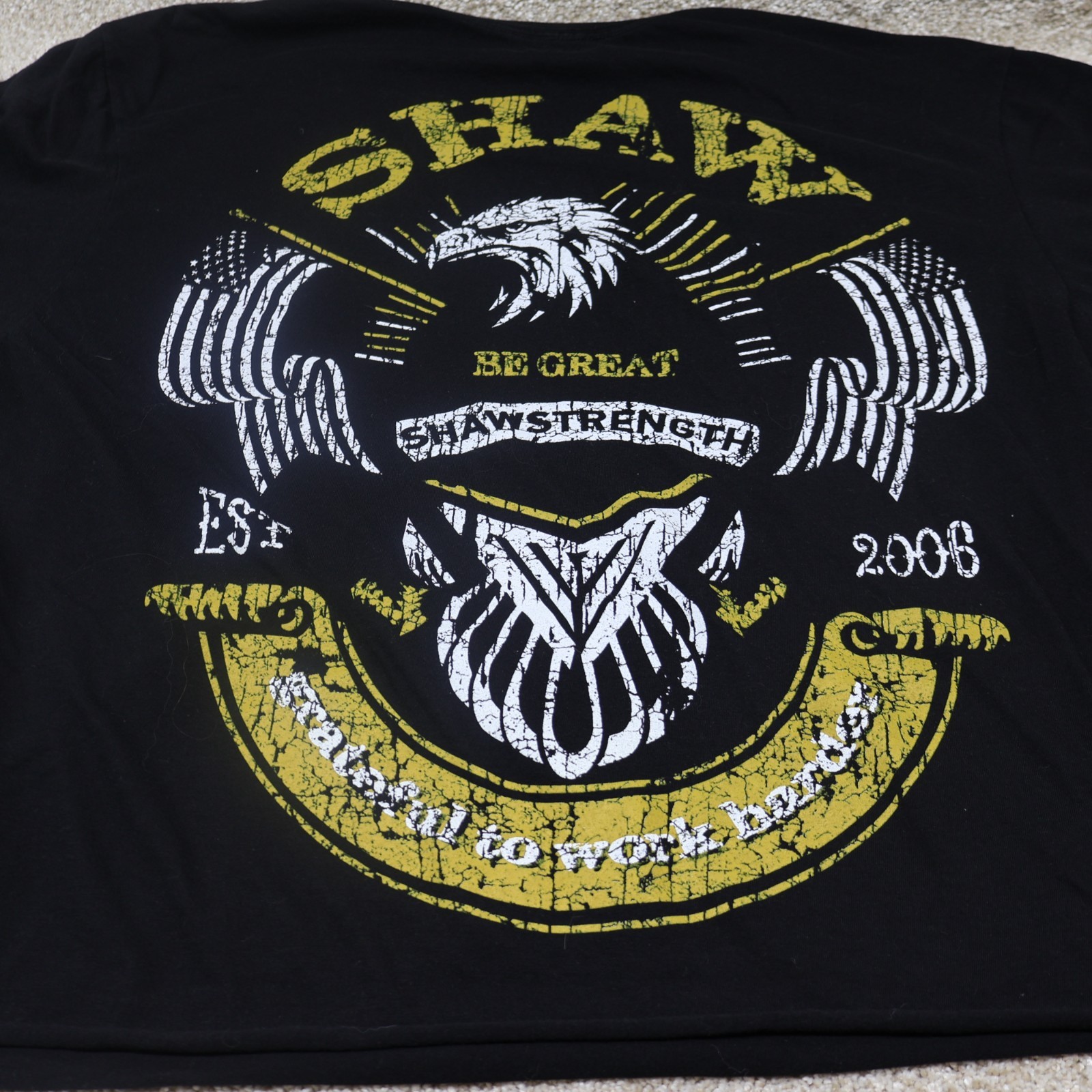 Shaw Strength Cropped T-Shirt XL Black Graphic Gym Workout Tee Modified gallery