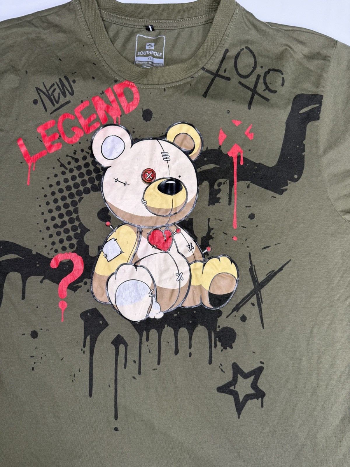 South Pole Men's XL Olive green Graffiti SS Crew Neck Legend Bear gallery