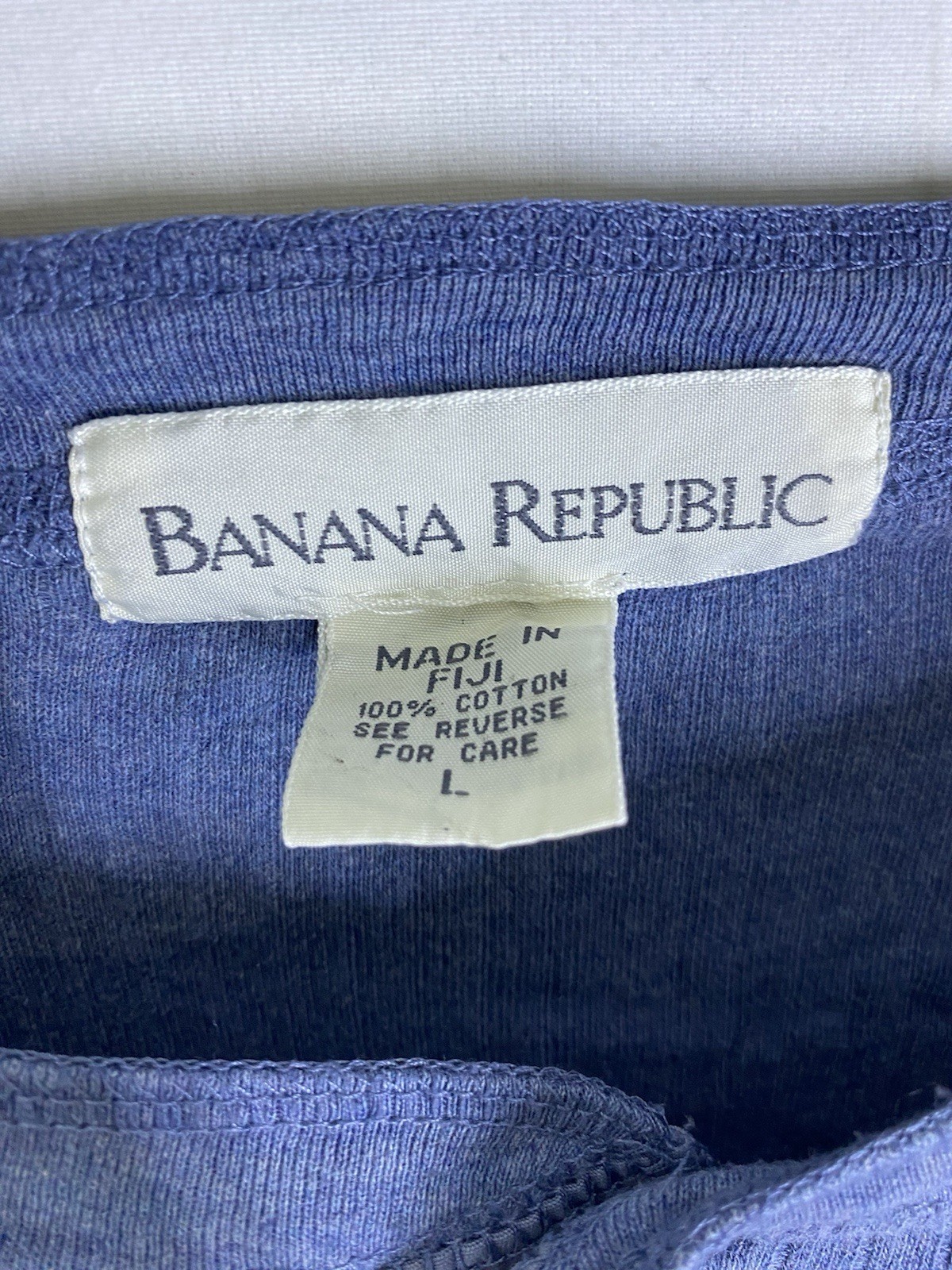 Banana Republic Shirt Mens Large Blue Ribbed Stretch Long Sleeve Vintage Henley gallery