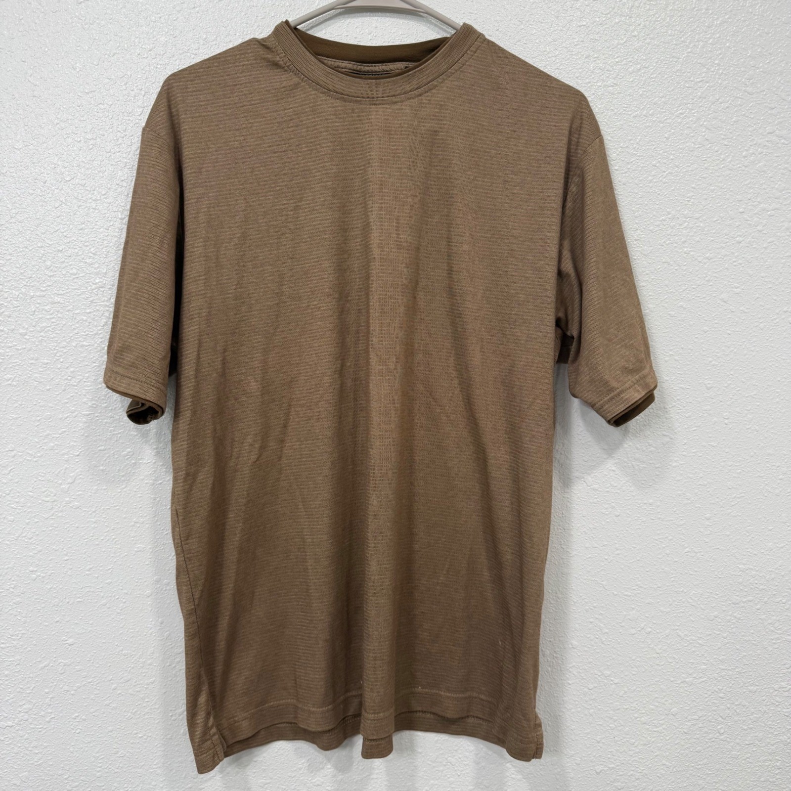 Van Heusen Studio Mens Brown Textured Knit Short Sleeve T-Shirt Size M Micro Rib gallery