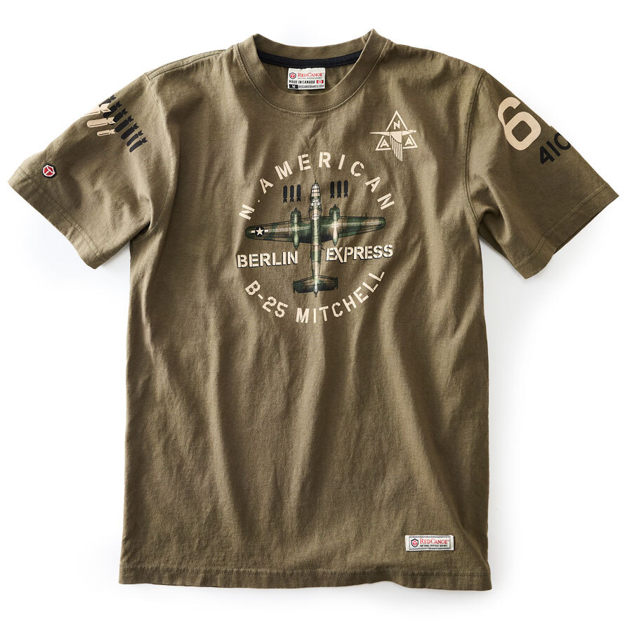 Red Canoe B-25 Mitchell T-Shirt, Olive — Choose Size