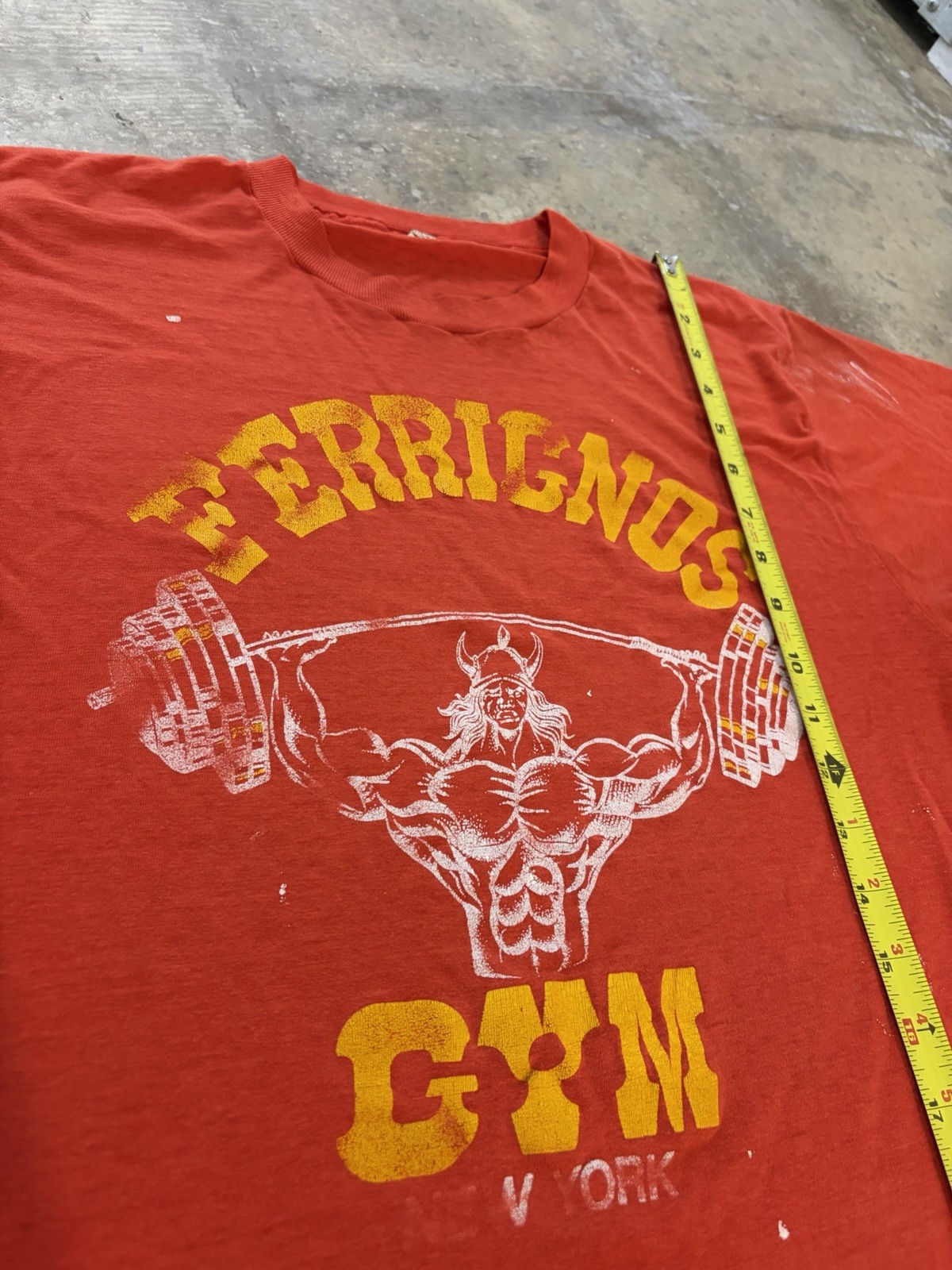 Vintage 80s Lou Ferrigno's New York Gym Distressed Shirt Size Medium Large gallery