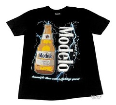 New Modelo Beer Bottle Lightning Logo Men’s Vintage T-Shirt