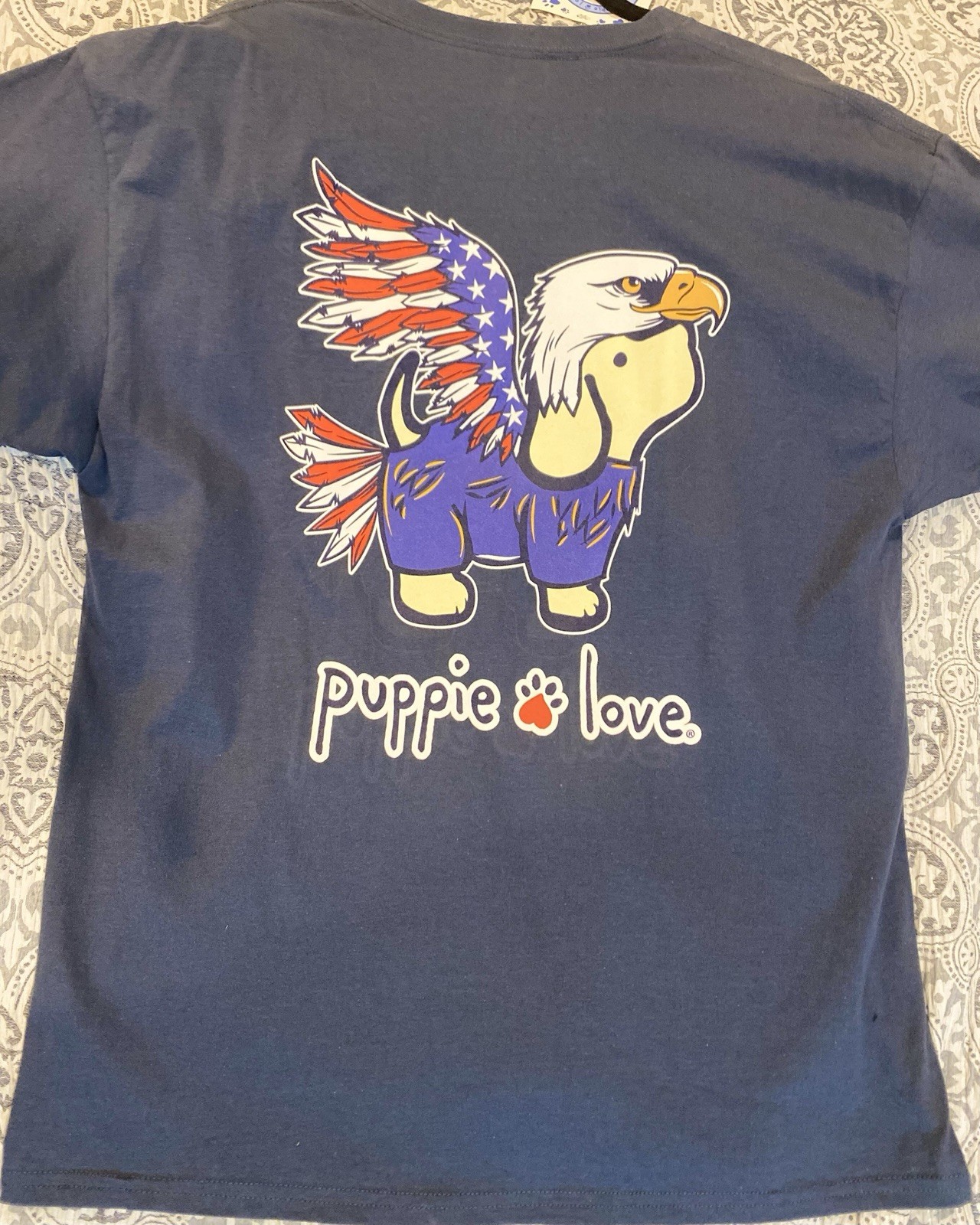 Puppie Love Patriot American Flag T-Shirt Bald Eagle Size XL NWT Patriotic gallery