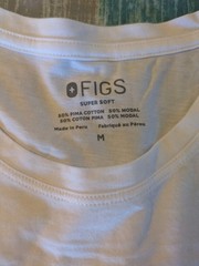 FIGS Super Soft Men’s White Long Sleeve Crew Neck Graphic Logo T-Shirt, M