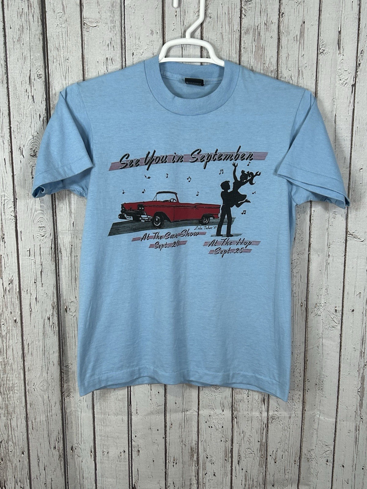 Vintage 80s Classic Car Show Hot Rod Single Stitch Lake Tahoe Sock Hop M USA