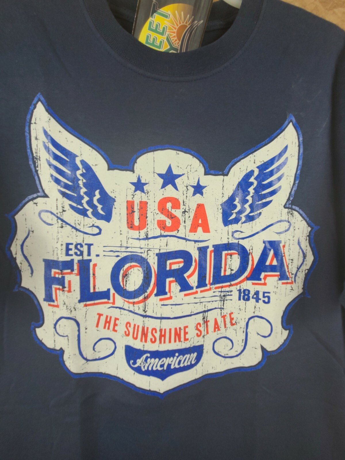 Medium Men's Sweet Bay Florida USA T-Shirt Navy Blue Red White Logo Patriotic 2 gallery