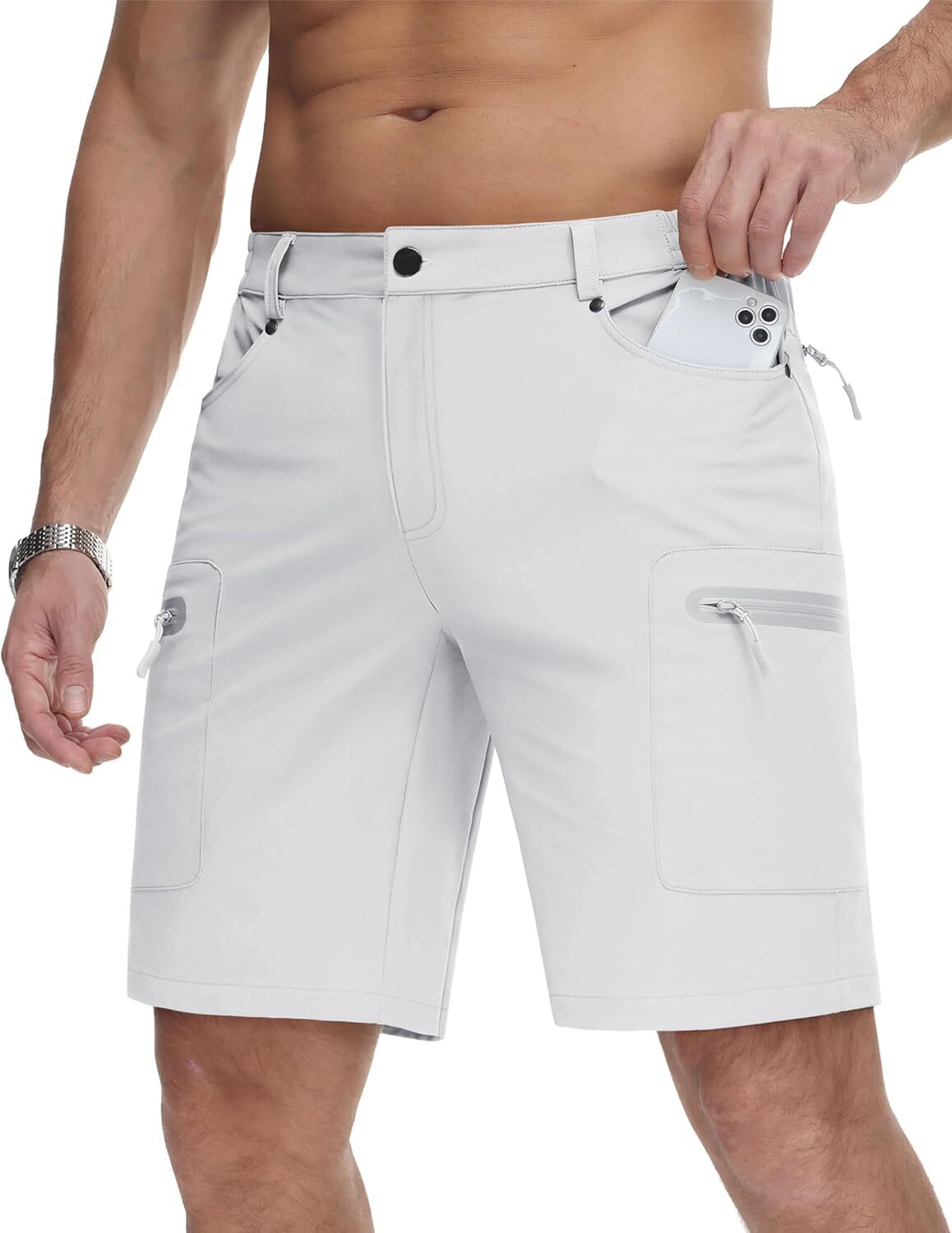 MAGCOMSEN Men's Hiking Shorts Lightweight Quick Dry Stretch Cargo 36, White gallery