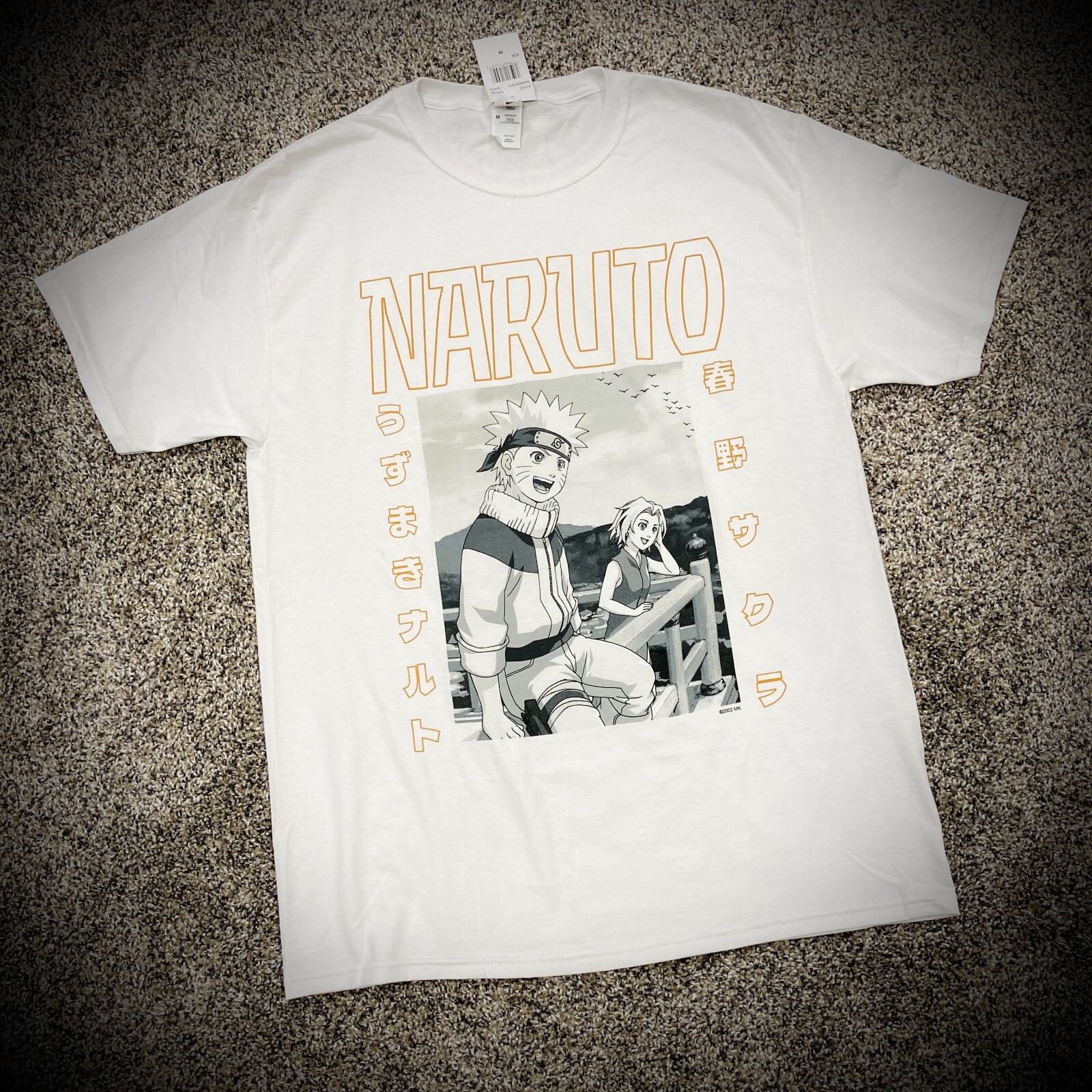 NARUTO T-SHIRT white orange gray anime manga japanese letters kanji shippuden gallery