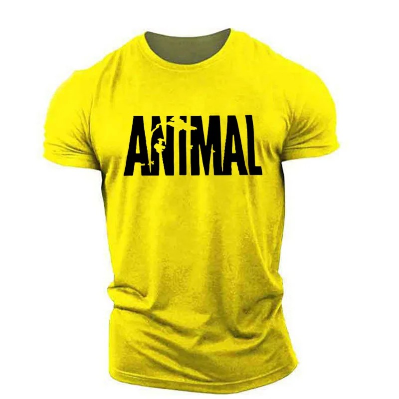 Men Muscle Gym T-Shirts Short Sleeve Workout Athletic Bodybuilding Animal Tee gallery