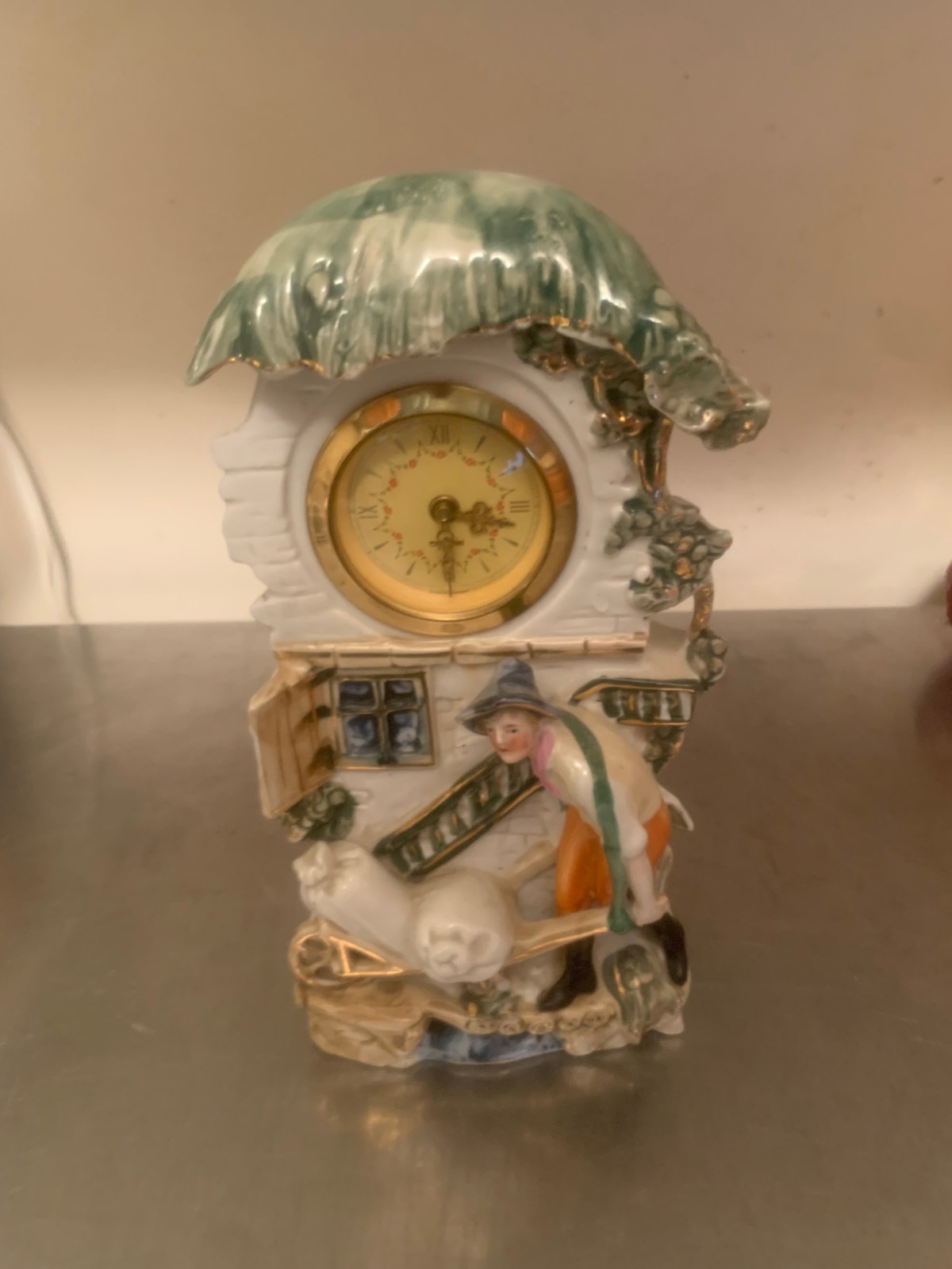 Antique German China Clock with Working Man – BEx o5