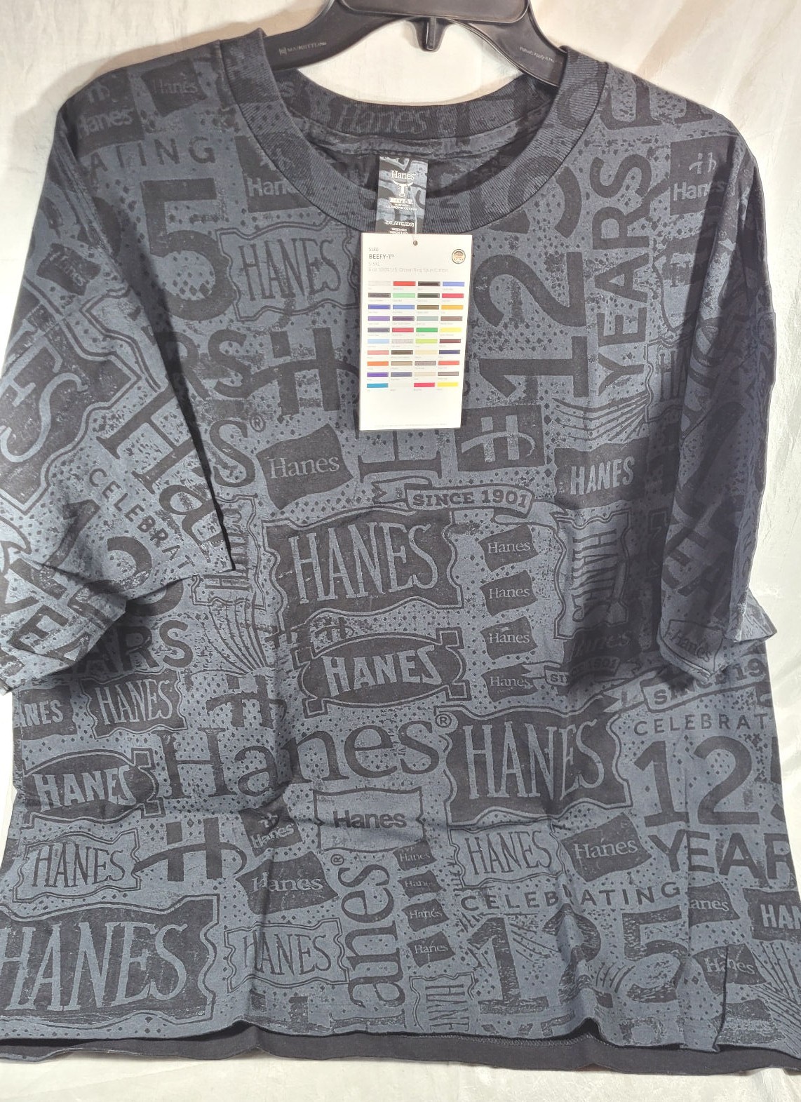 Hanes Beefy-T 125 Year Anniversary Ring Spun T-Shirt #5180 – Black – 2XL