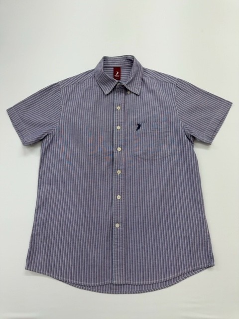 Polo Boys Shirt Blue Striped Pocket Button Up Size S Regular