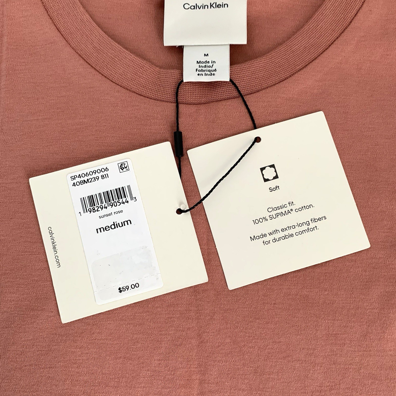 Calvin Klein Men's M Short-Sleeve Supima Cotton Soft Interlock T-Shirt Rose Red gallery