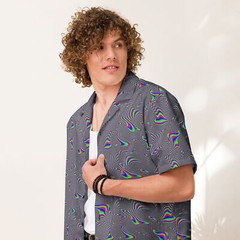 Electric Wave Static Energy – Lightweight Casual Button Up Dress Shirt