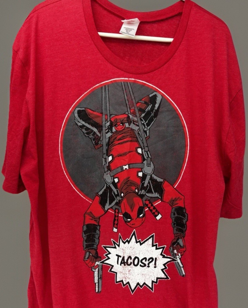Marvel Deadpool Men’s 3XL Red T- Shirt Crew Neck Short Sleeve Comics