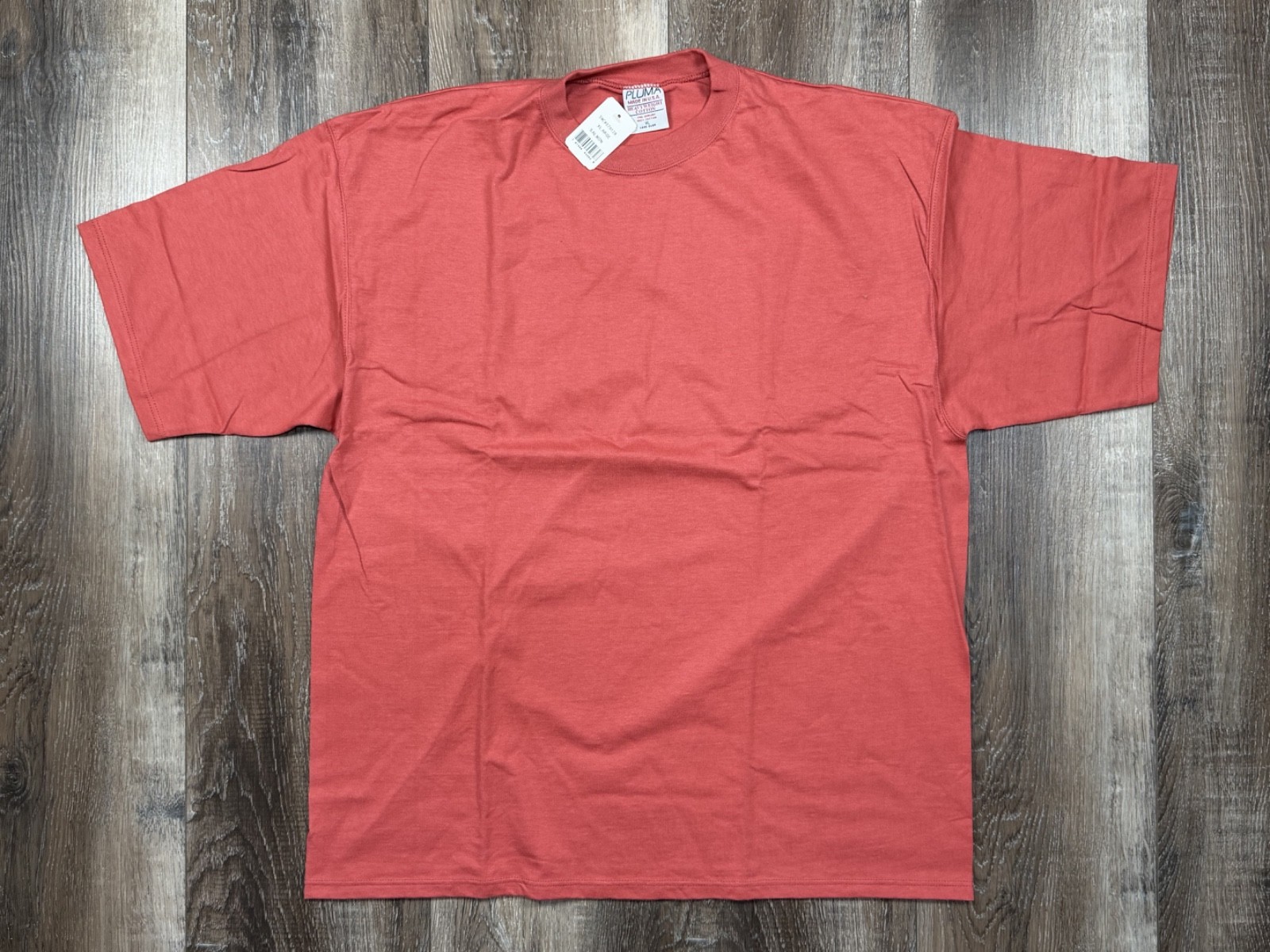 Vintage Pluma Blank T-Shirt Size XL Salmon Pink Heavyweight Cotton Made in USA