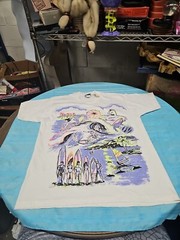 Variety Surfing T Shirt Single Stitch Puff Print White One Size USA Made Vintage