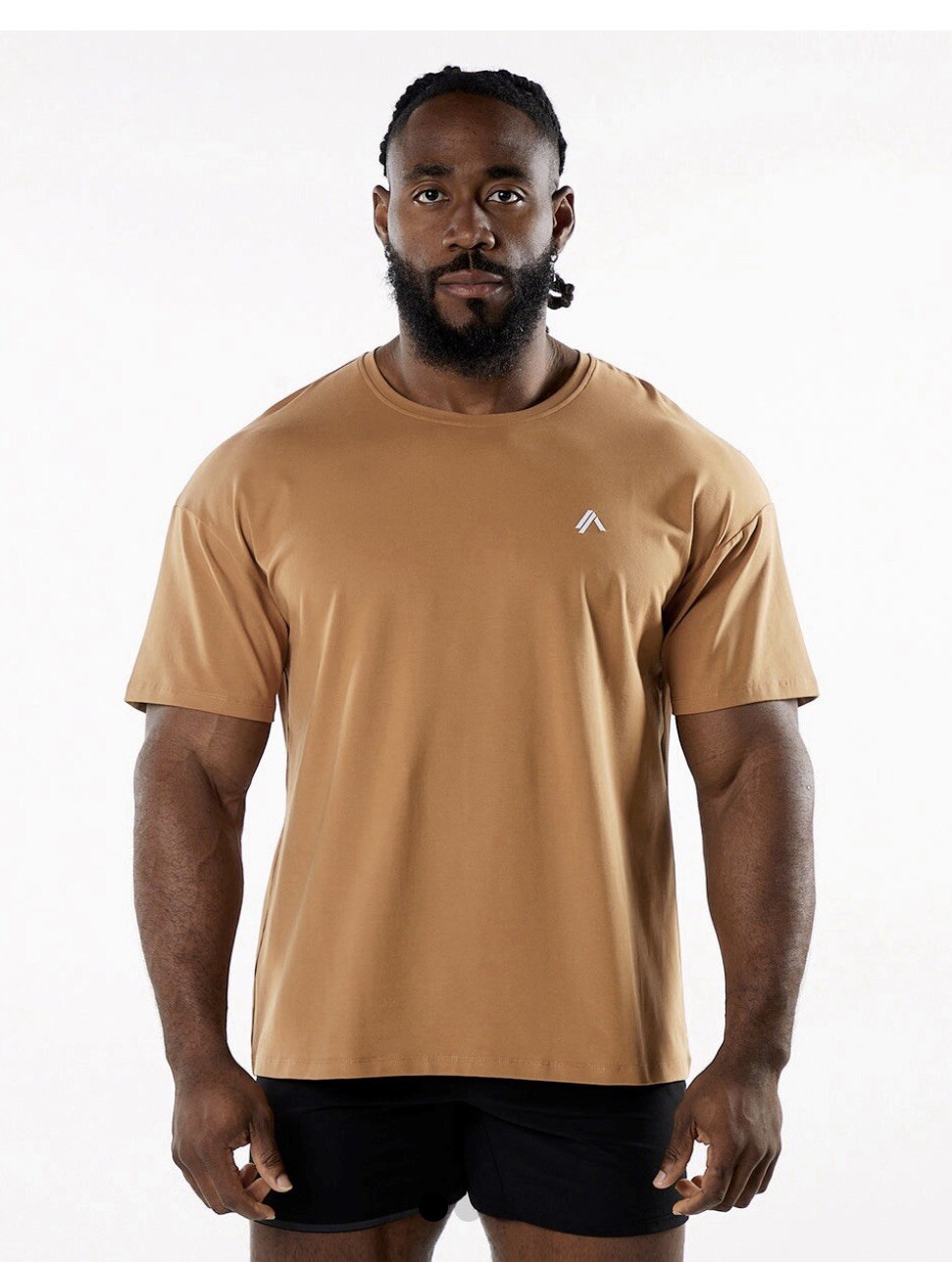 Alphalete Men’s Emblem Drop Shoulder Tee – Rust , Size Medium
