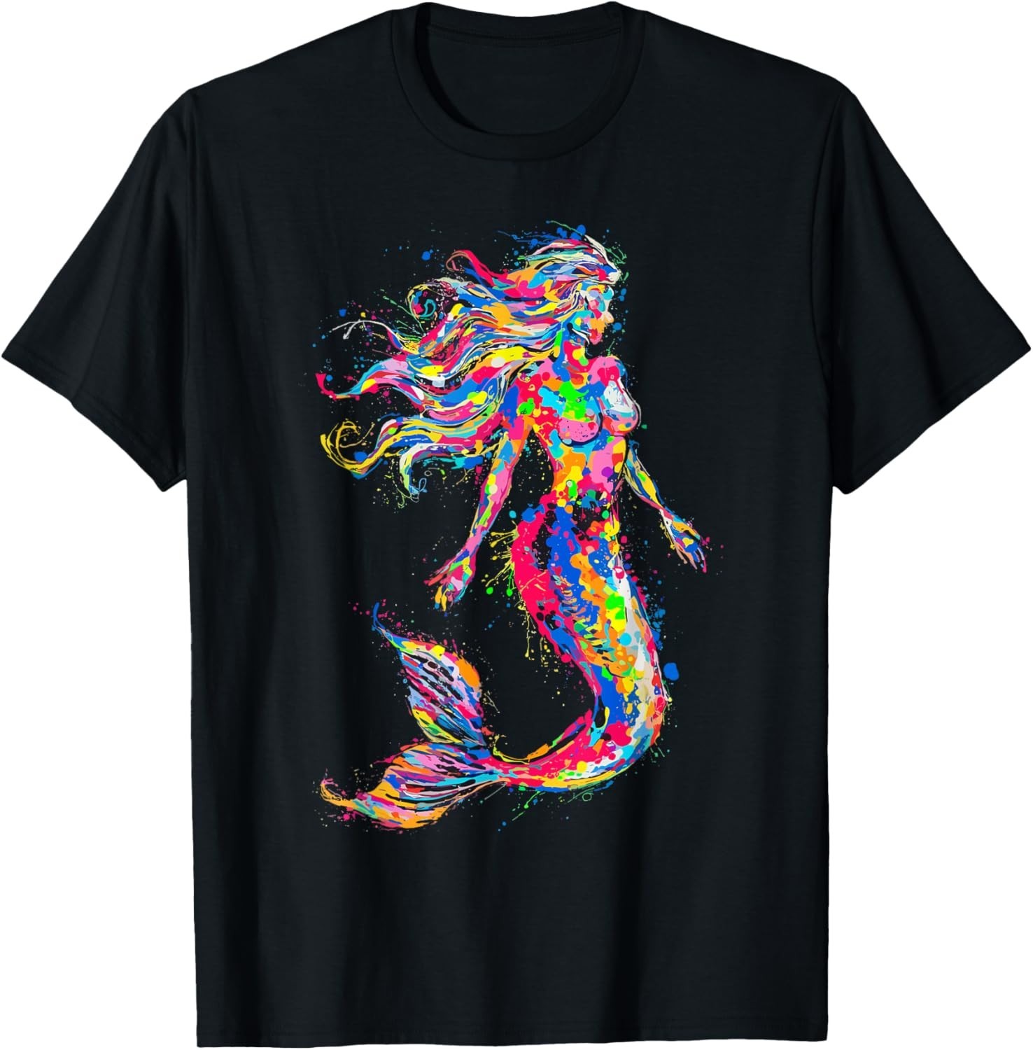 Colorful Abstract Mermaid Painting Art Graphic Motif Mermaid Gift Unisex T-Shirt gallery