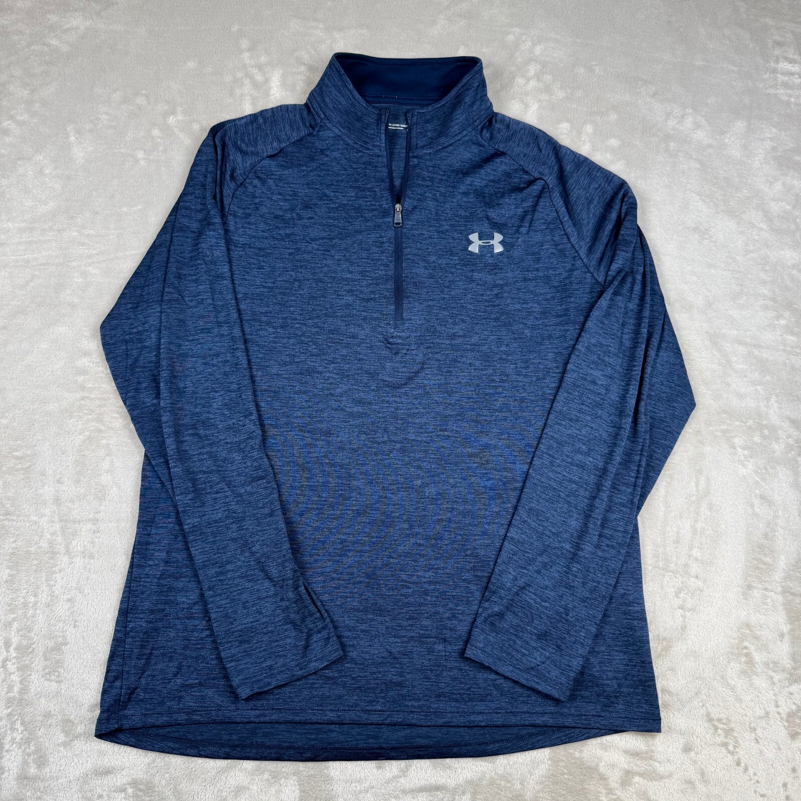 Under Armour Mens L 1/4 Zip Blue Pullover Performance Loose Heatgear Golf gallery