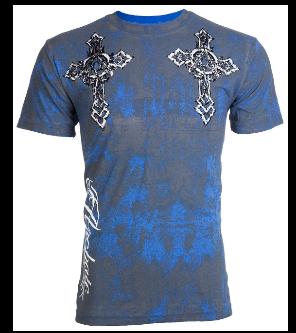ARCHAIC by AFFLICTION Blue Grey STONE RANGER Short Sleeve Slim Fit T-shirt NWT gallery