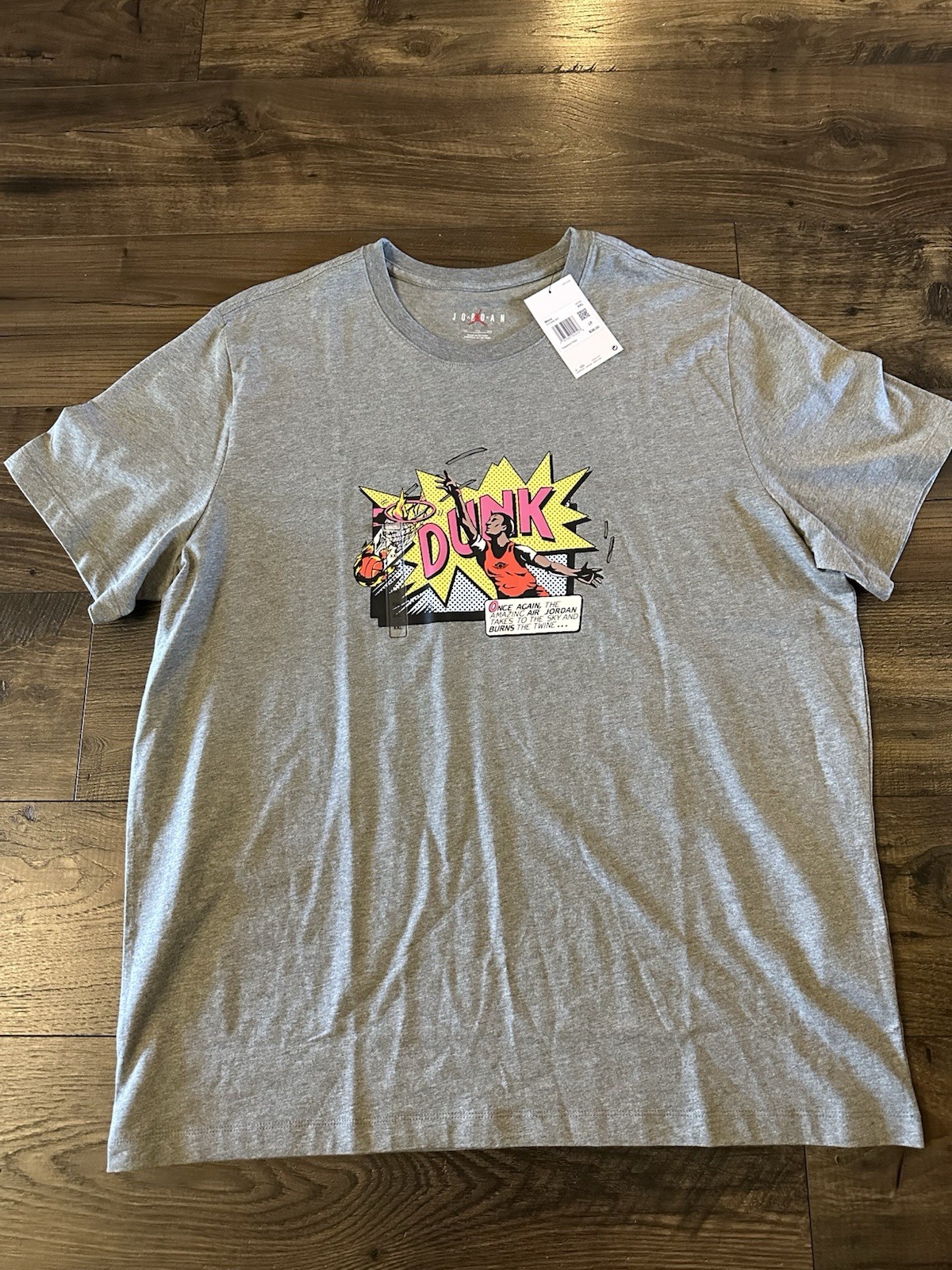 Nike Men’s Air Jordan Brand Dunk Tee Grey/Multi FZ1939-091 Large Basketball NEW