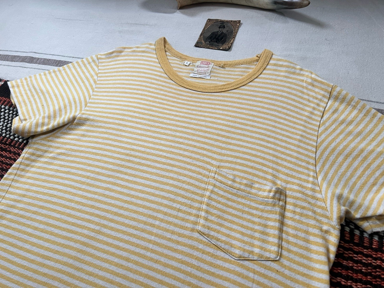 LVC Levi's Vintage Clothing T-Shirt M 60s Casuals Yellow Stripe Ringer Neck 2012 gallery