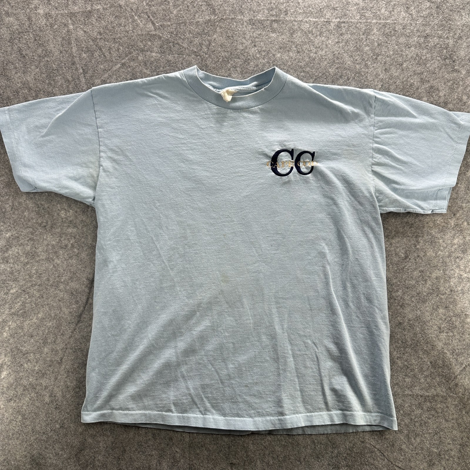 Cape Cod Shirt Mens Large Blue Short Sleeve Embroidered CC Logo Casual Tee
