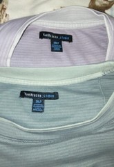 (2) Van Heusen SZ 3XLT No Collar Double Crew Neck TShirts Purple Sage Split Side