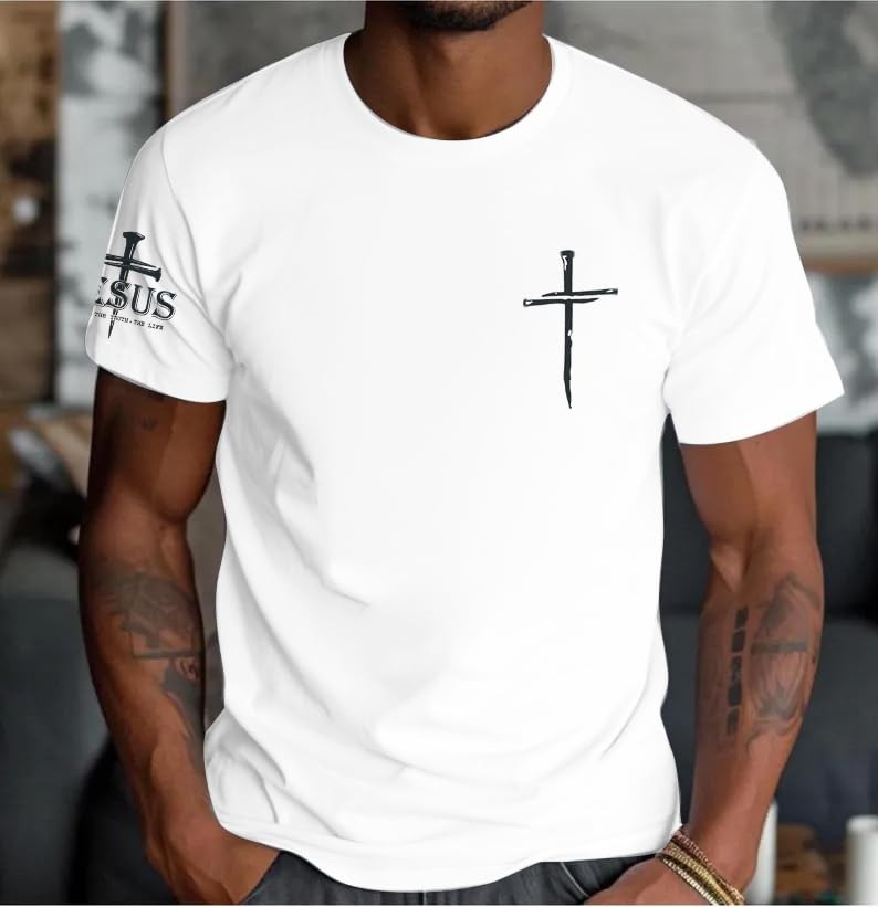 Christian Shirts for Men Oversized Jesus Shirt Faith Cross Graphic Tees God gallery